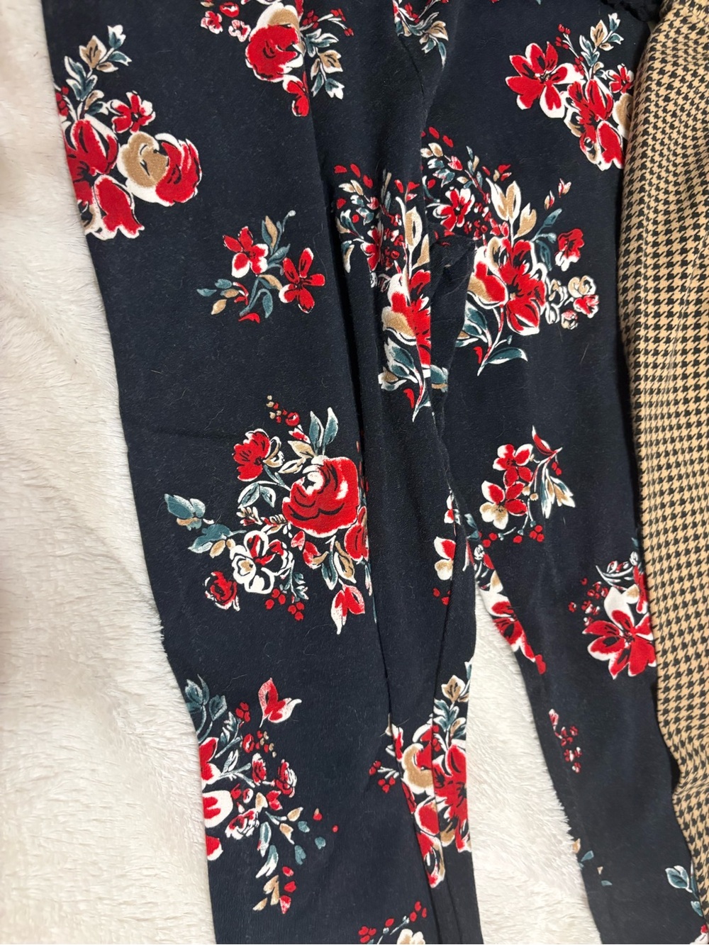 Carter's Black Floral Leggings and Tan Houndstooth Pants - Picture 2 of 5